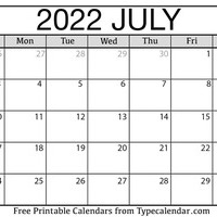 July 2022 Calendar