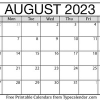 August 2023 Calendar