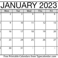 January 2023 Calendar