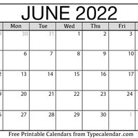 June 2022 Calendar