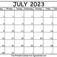 July 2023 Calendar