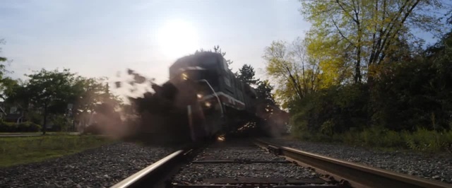 The high-speed locomotive arrives at the first track)
