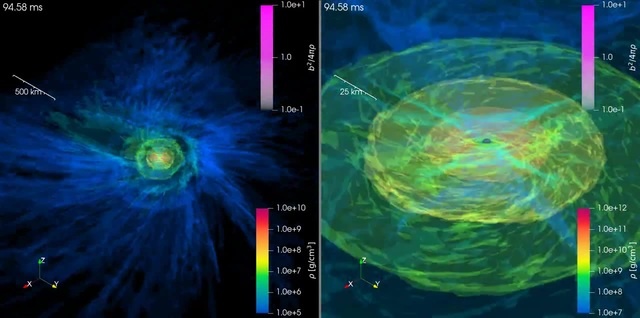 Jet and black hole formation from a binary neutron star merger