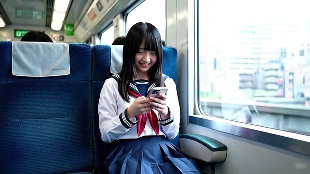 schoolgirl on the Tokaido line