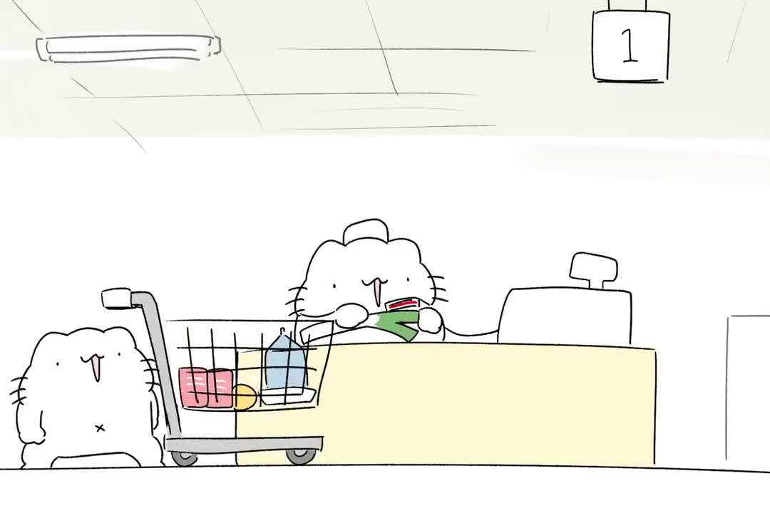 レジの扱いをよく分かってない猫